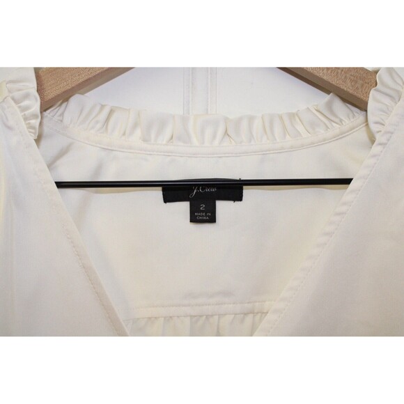 J.Crew Off White Satin Crepe Peplum Hem Blouse Size 2 - Picture 6 of 10
